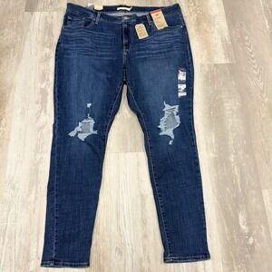 Levi's 711 Skinny Jeans Women's 20Wx30 Blue Distressed Ripped Casual Stretch $69